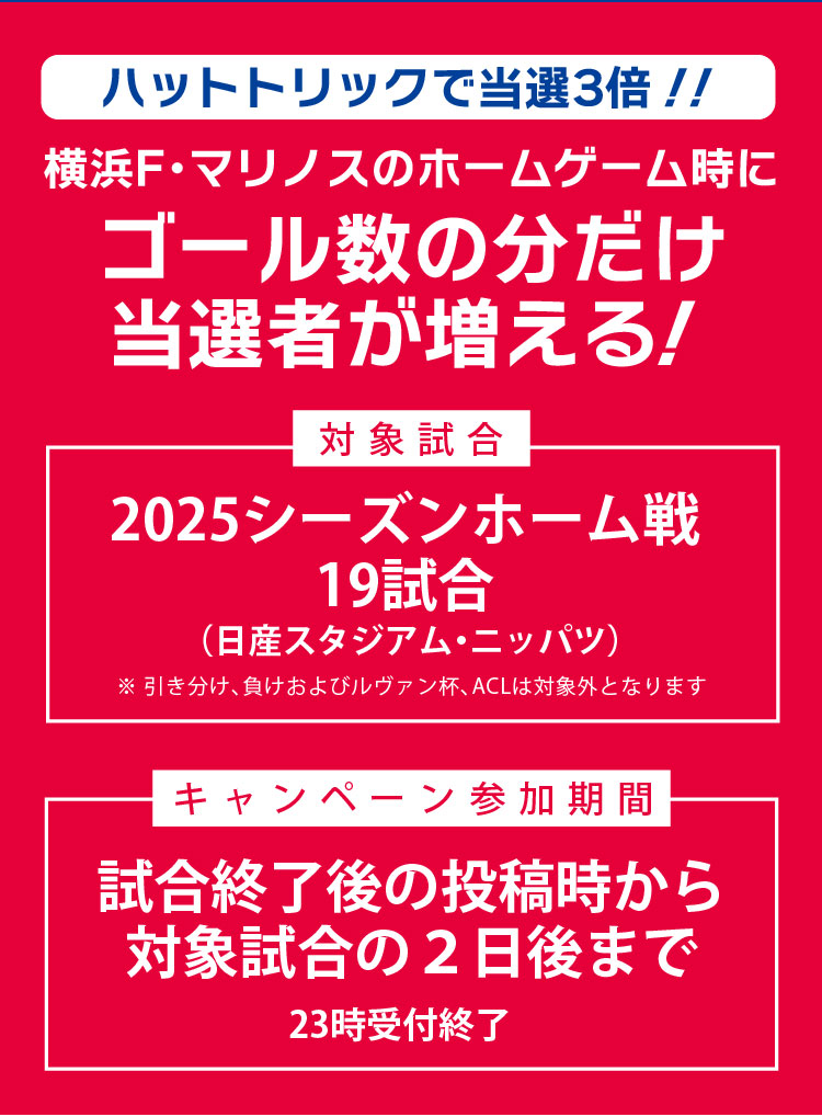 横浜F・マリノスのホームゲーム時にゴール数の分だけ当選者が増える！