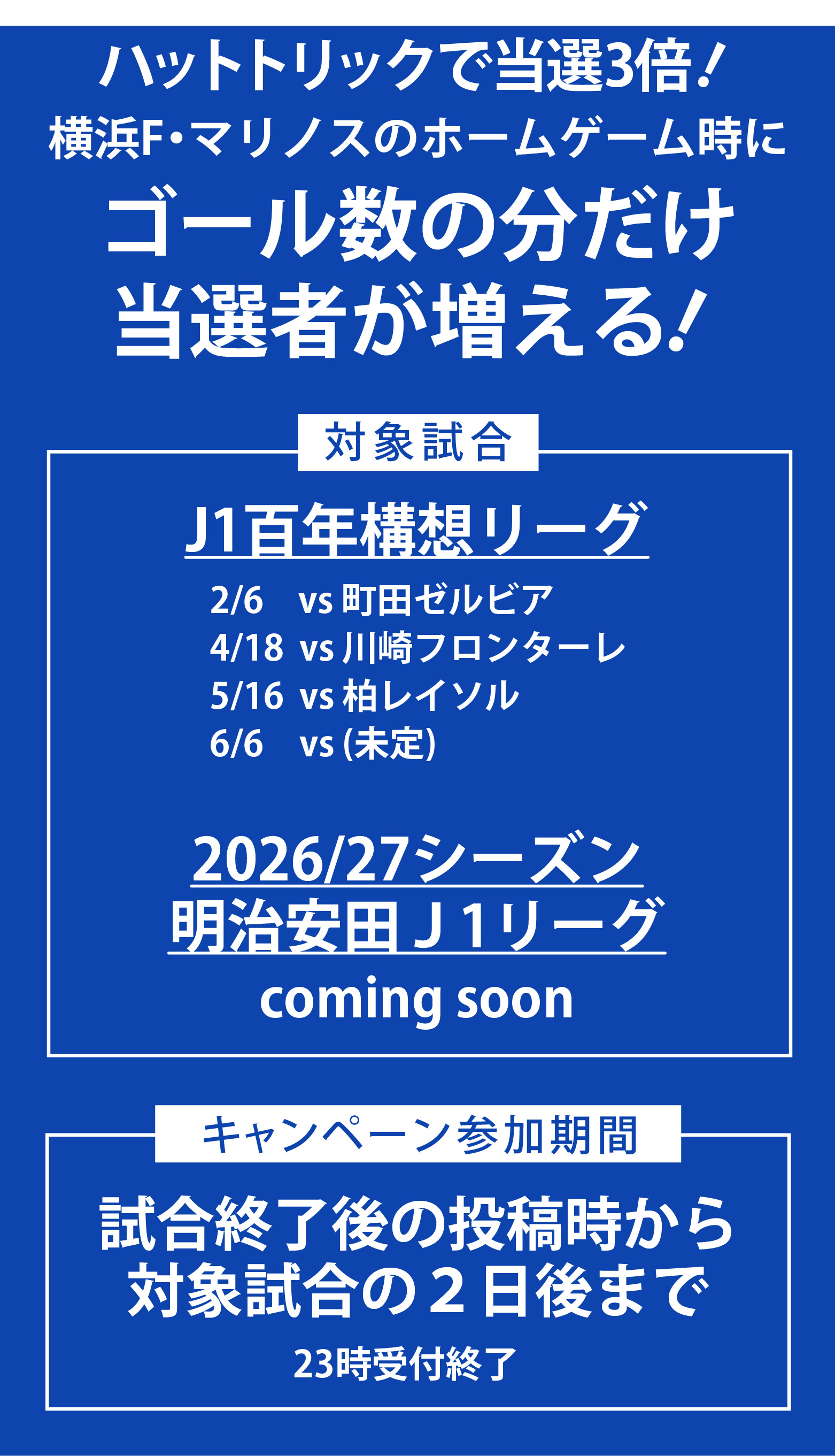 横浜F・マリノスのホームゲーム時にゴール数の分だけ当選者が増える！